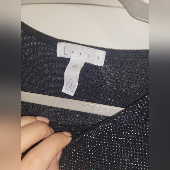 3. NWT LEITH BLACK MULTICOLOR GLITTER RUCHED DRESS SIZE XS - Picture 3 of 6